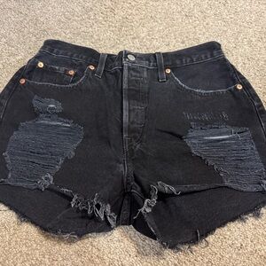 Levi's Black Distressed Jean Shorts